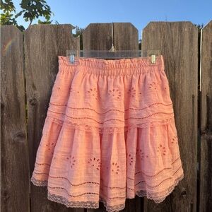 Blue Rain Pink Eyelet Mini Skirt